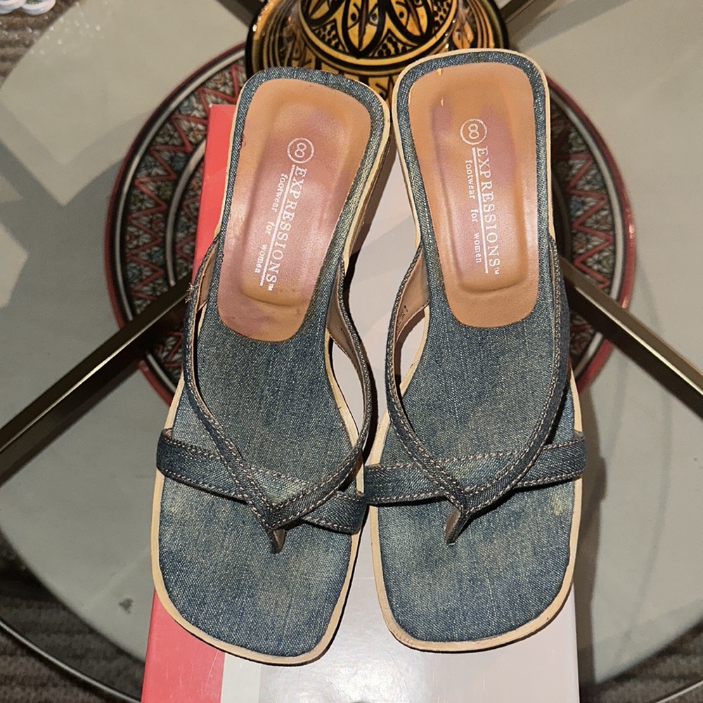 Expressions summer denim sandals